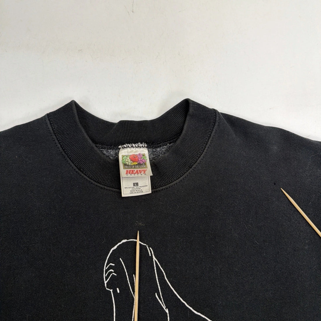 Vintage Dog Line Art Crewneck Sweatshirt Size Large Black