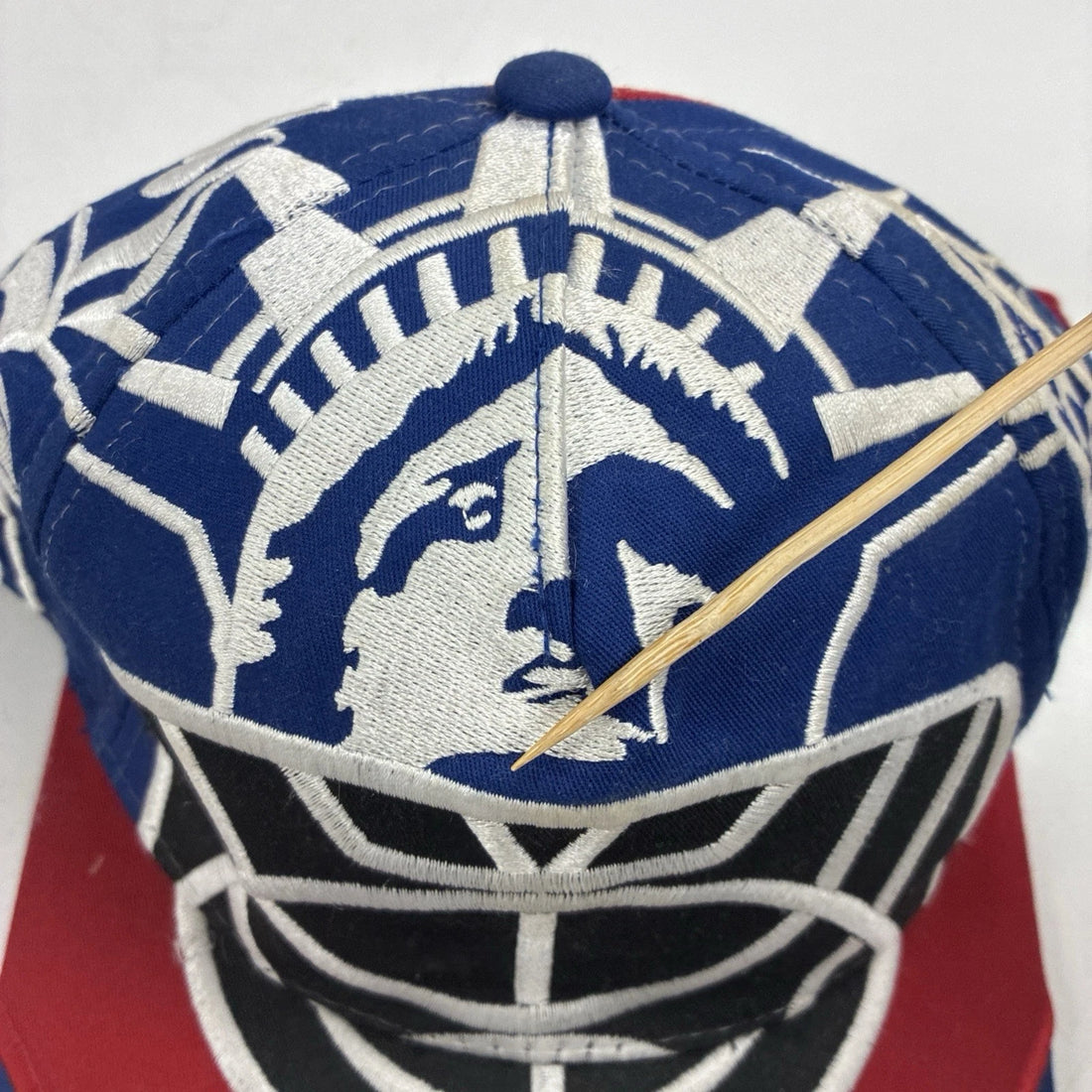 Vintage New York Rangers The Mask Greg Harrison Leather Strap Hat OSFA 90s NHL