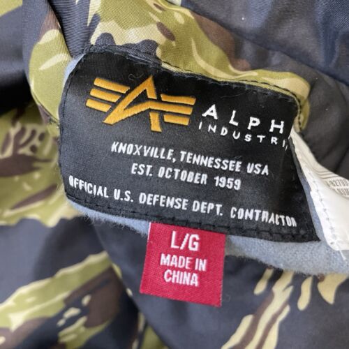 Alpha Industries MA-1 Flight Bomber Jacket Size Large Camo USAF Reversible