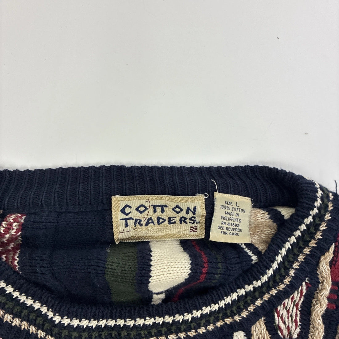 Vintage Cotton Traders 3D Knit Crewneck Sweater Size Large