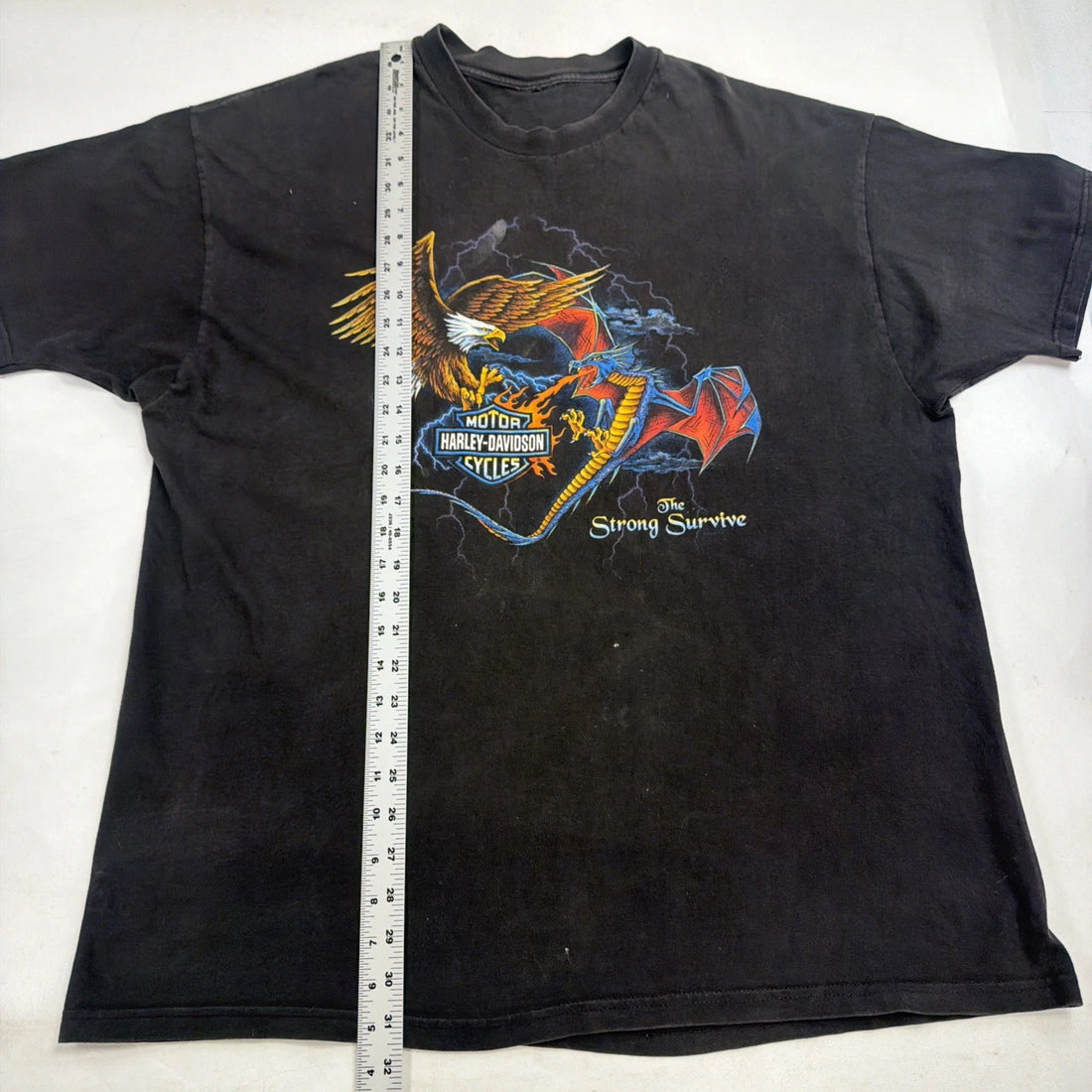 Vintage Harley Davidson Motorcycles The Strong Survive Eagle Dragon T-Shirt 2XL