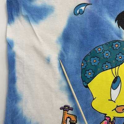 Vintage Tweety Bird Sylvester Cat Tie Dye T-Shirt Size Large 90s
