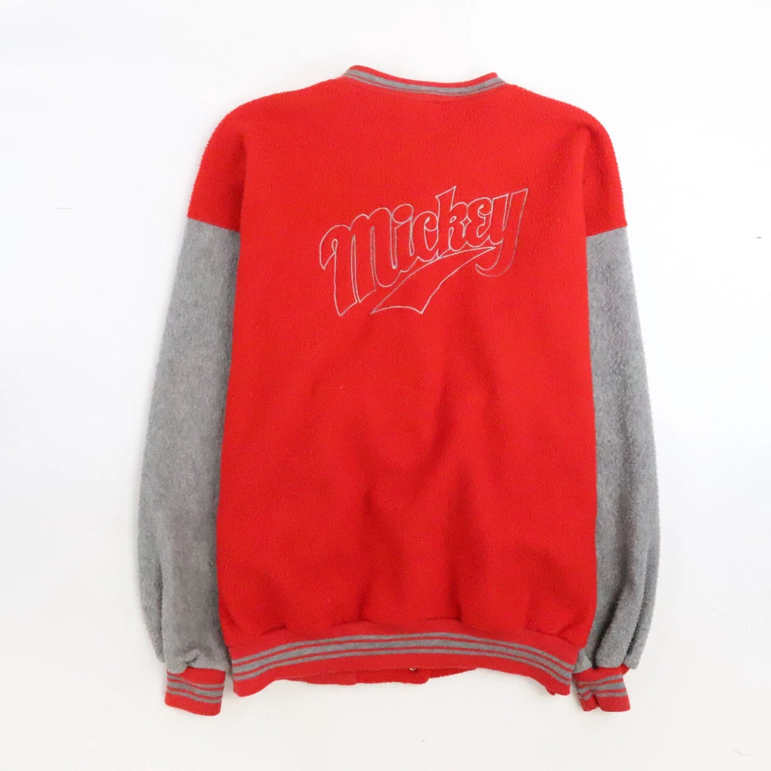 Vintage Mickey Mouse Disney Fleece Bomber Jacket Size Large Red