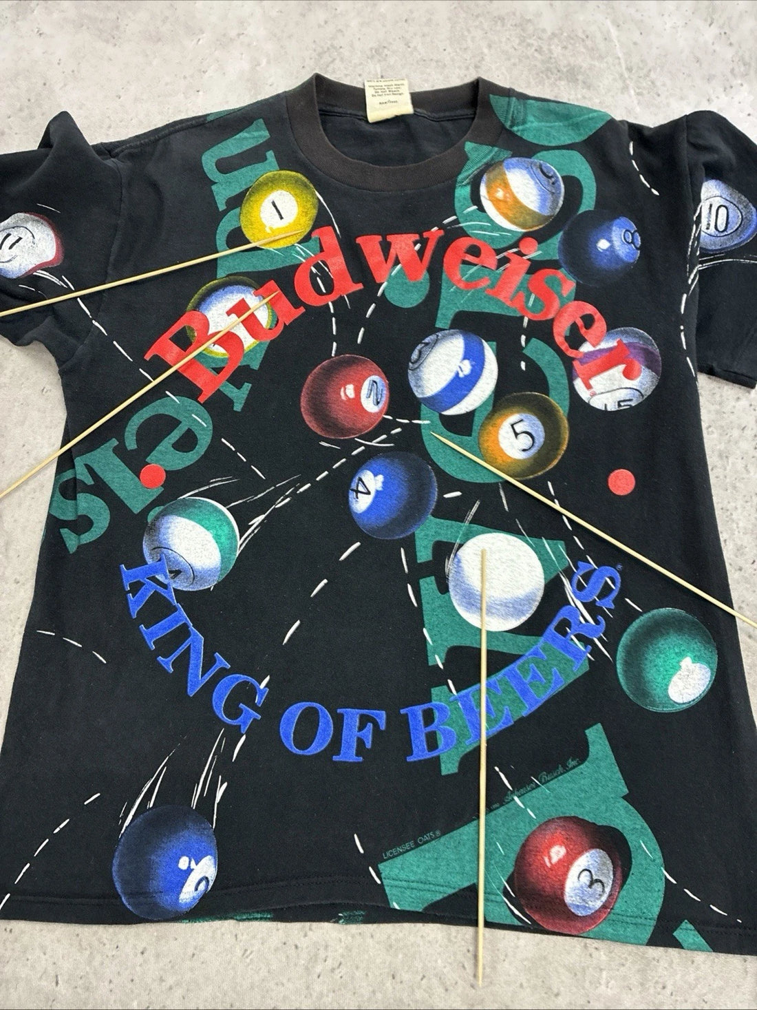 Vintage Budweiser King Of Beers Billiards Pool T-Shirt Large 90s