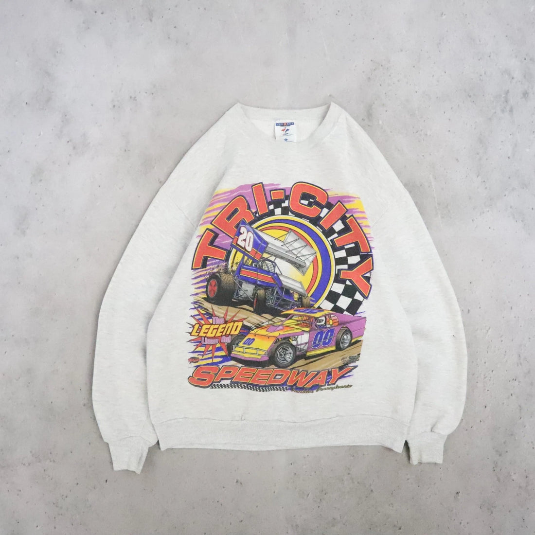 Vintage The Legend Live On Tri-City Speedway Racing Crewneck Sweatshirt Large