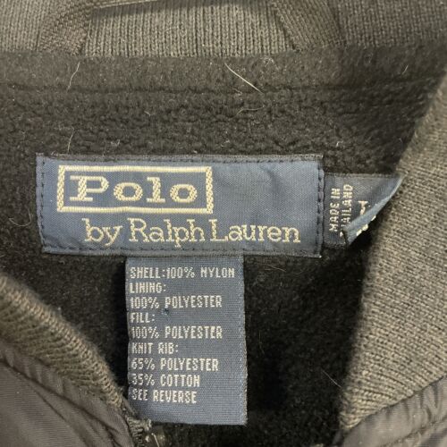 Vintage Polo Ralph Lauren Bomber Jacket Size Large Black Fleece Lined