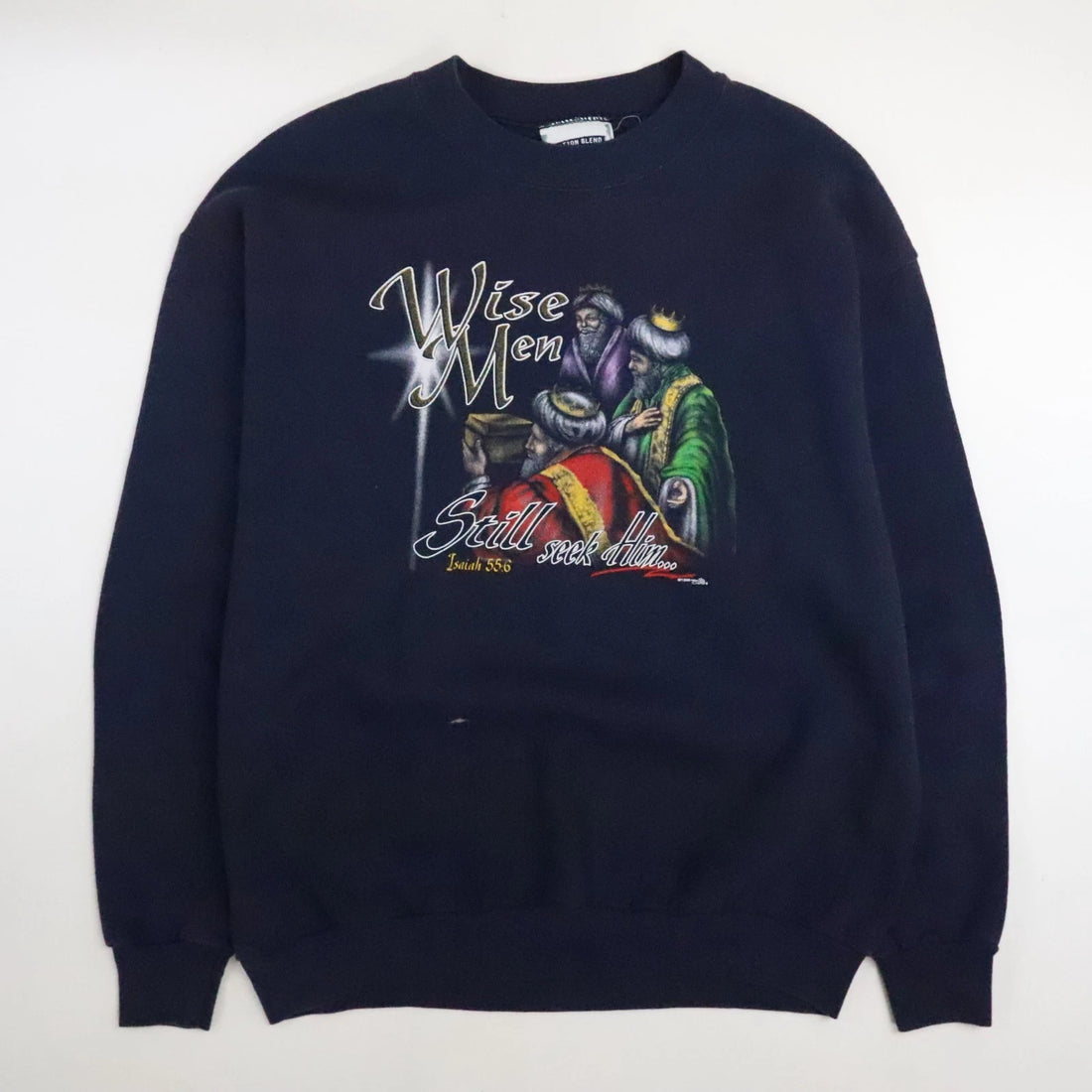 Vintage Wise Men Still Seek Him Jesus Crewneck Sweatshirt Size Large 1999 90s
