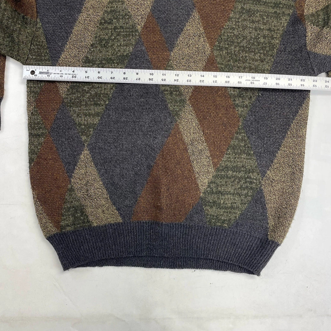 Vintage Modern Elements Argyle Crewneck Sweater Size Large