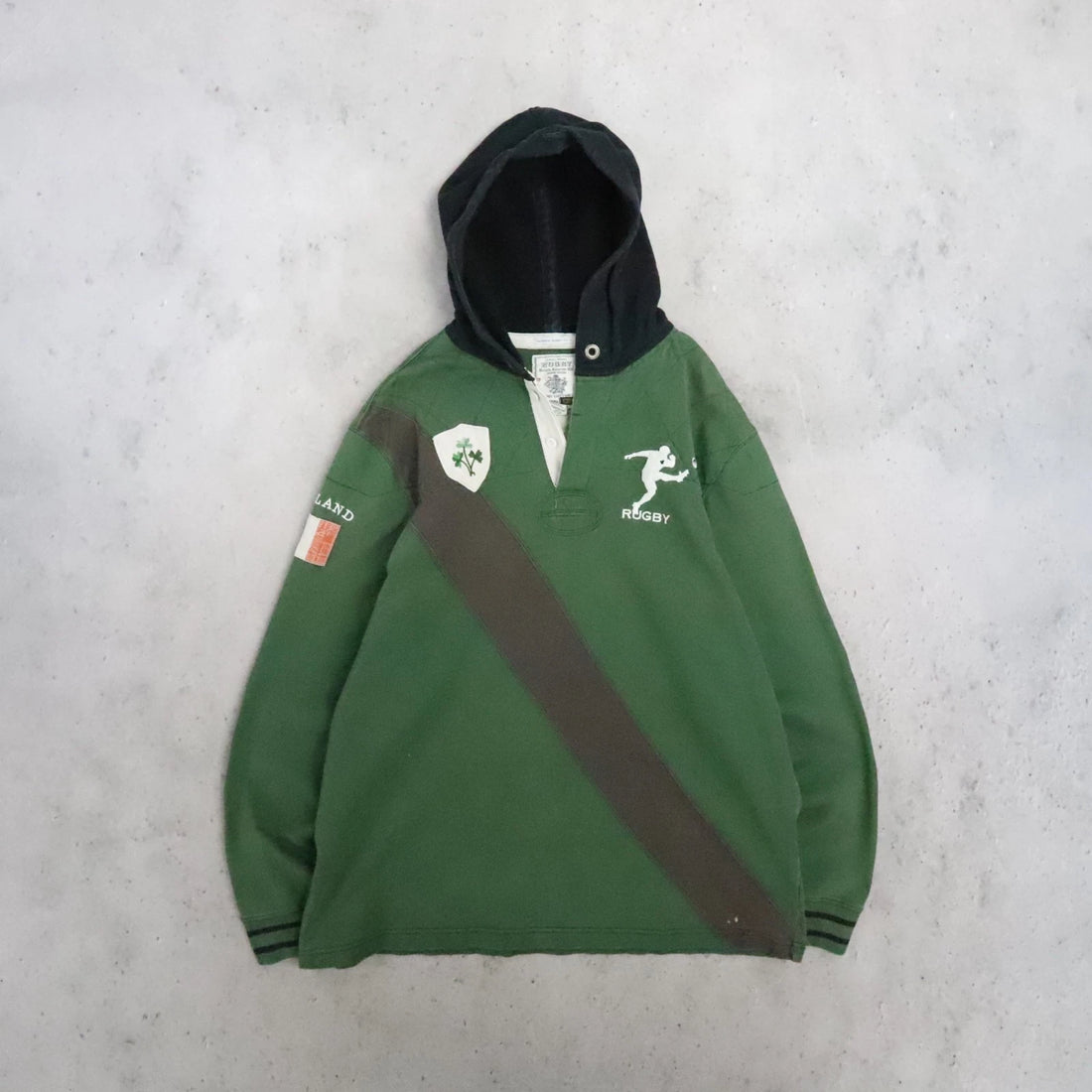 Vintage Ireland Rugby Ralph Lauren Hooded Shirt Size 2XL