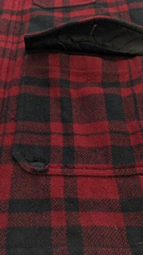 Vintage L.L. Bean Hunting Wool Parka Coat Jacket Size Medium Red Plaid