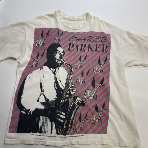 Vintage Charlie Parker Mosquitohead T-Shirt Size 2XL Jazz AOP 1993 90s