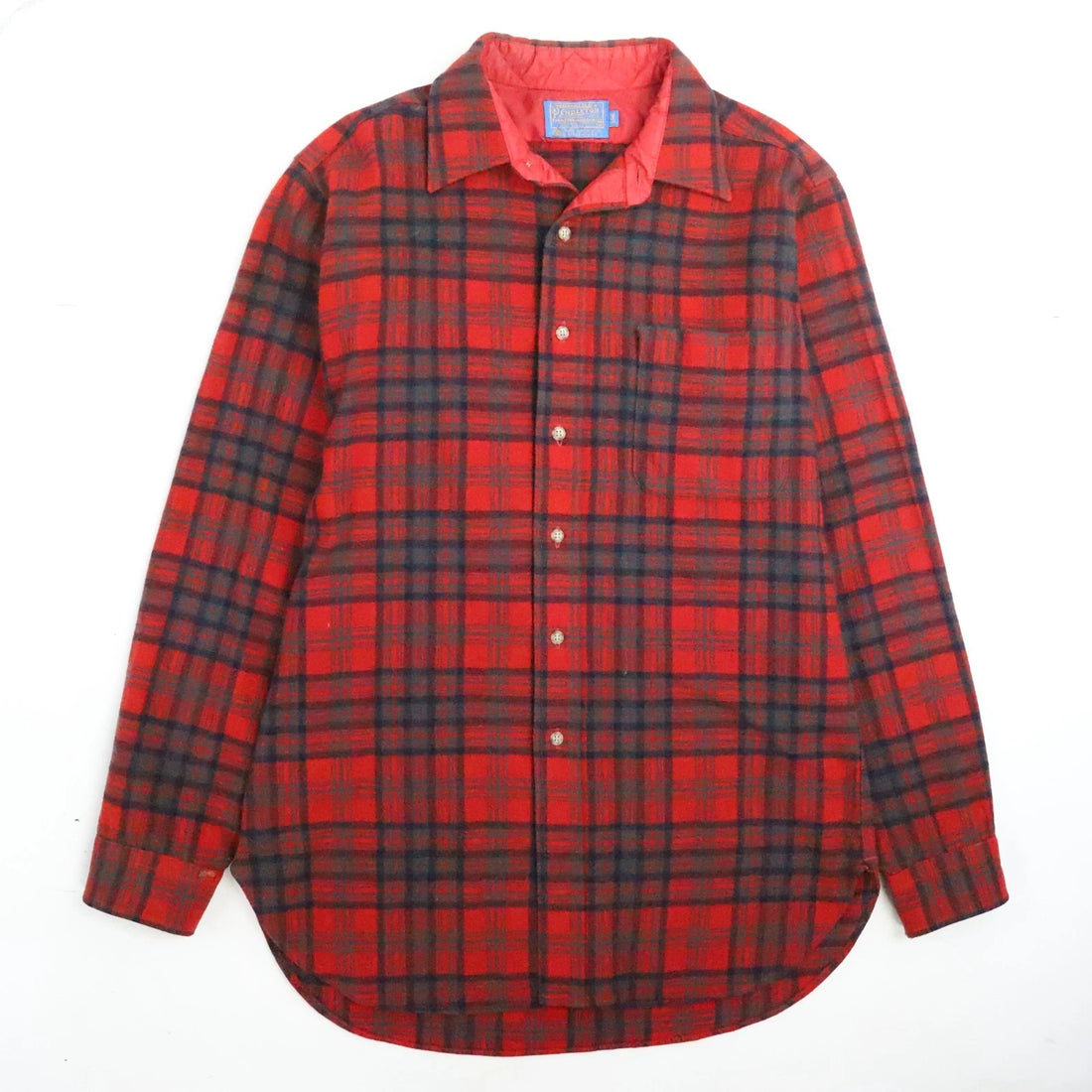 Vintage Pendleton Wool Lodge Button Up Shirt Size Medium Long Plaid