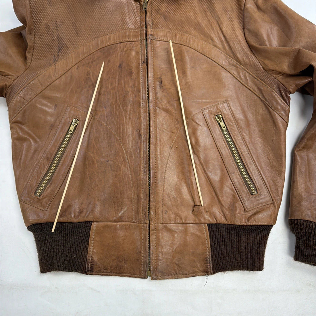 Vintage Hideout Leather Jacket Size 40 Brown Talon Zip 1950s 50s