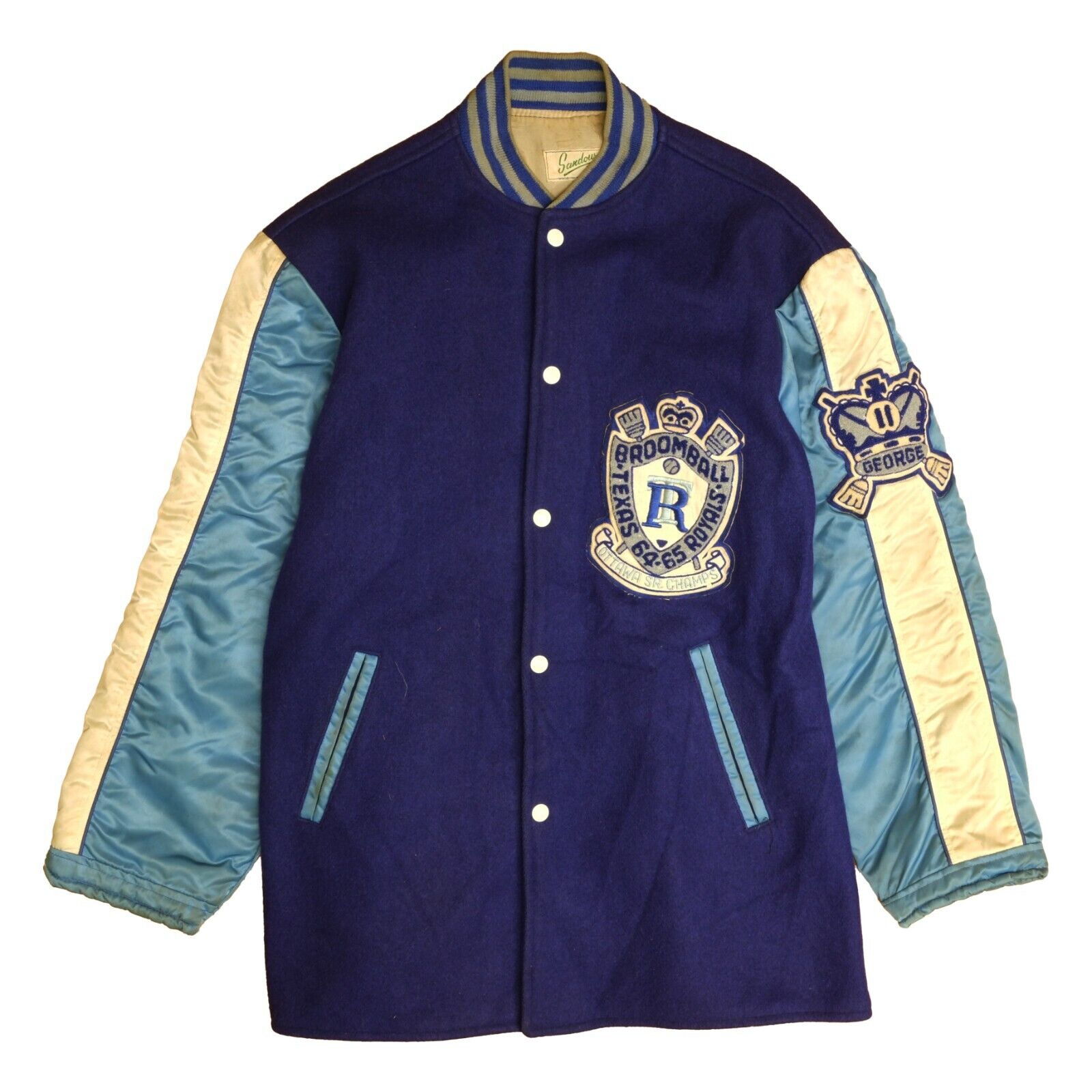 Vintage Texas Royals Broomball Wool Varsity Jacket Size Large 1965