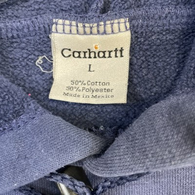 Vintage Carhartt Sweatshirt Hoodie Size Large Blue