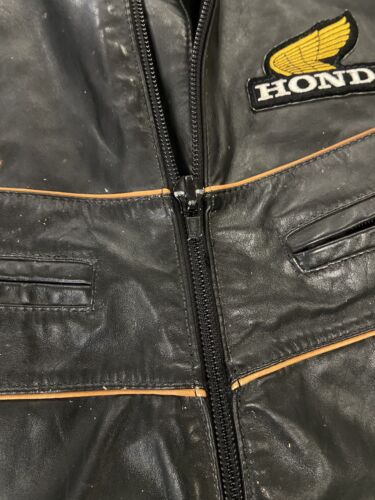 Vintage Honda Cafe Racer Motorcycle Leather Jacket Size 44 Black
