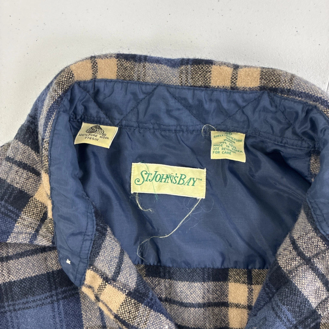 Vintage St John's Bay Wool Button Up Shirt Size Medium Plaid