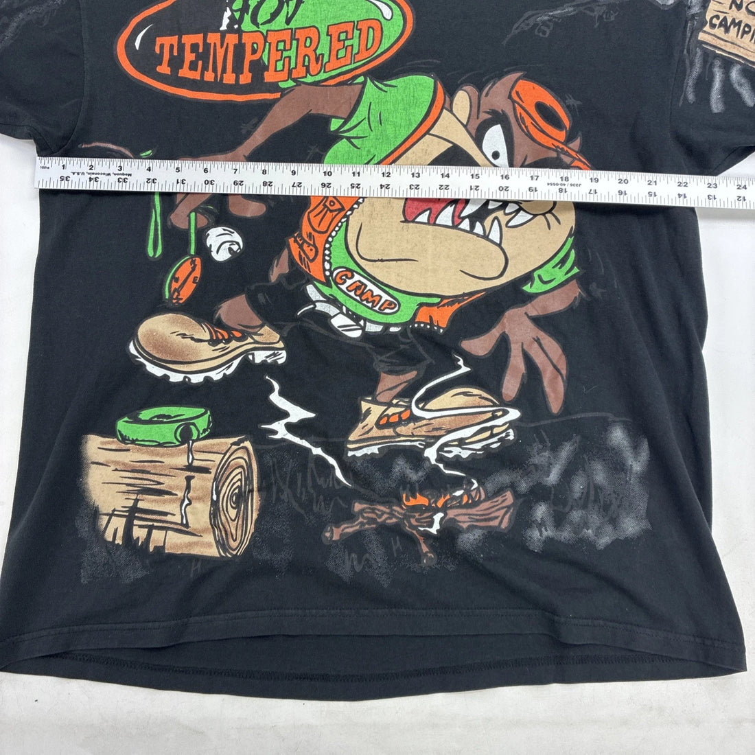 Vintage Taz Hot Tempered Camp T-Shirt Size Large All Over Print 90s
