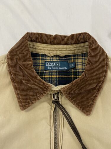 Vintage Polo Ralph Lauren Harrington Jacket Large Corduroy Trim Plaid Lined