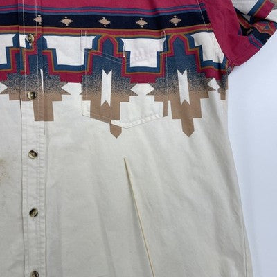 Vintage Express Rider Western Aztec Cowboy Button Up Shirt Size XL