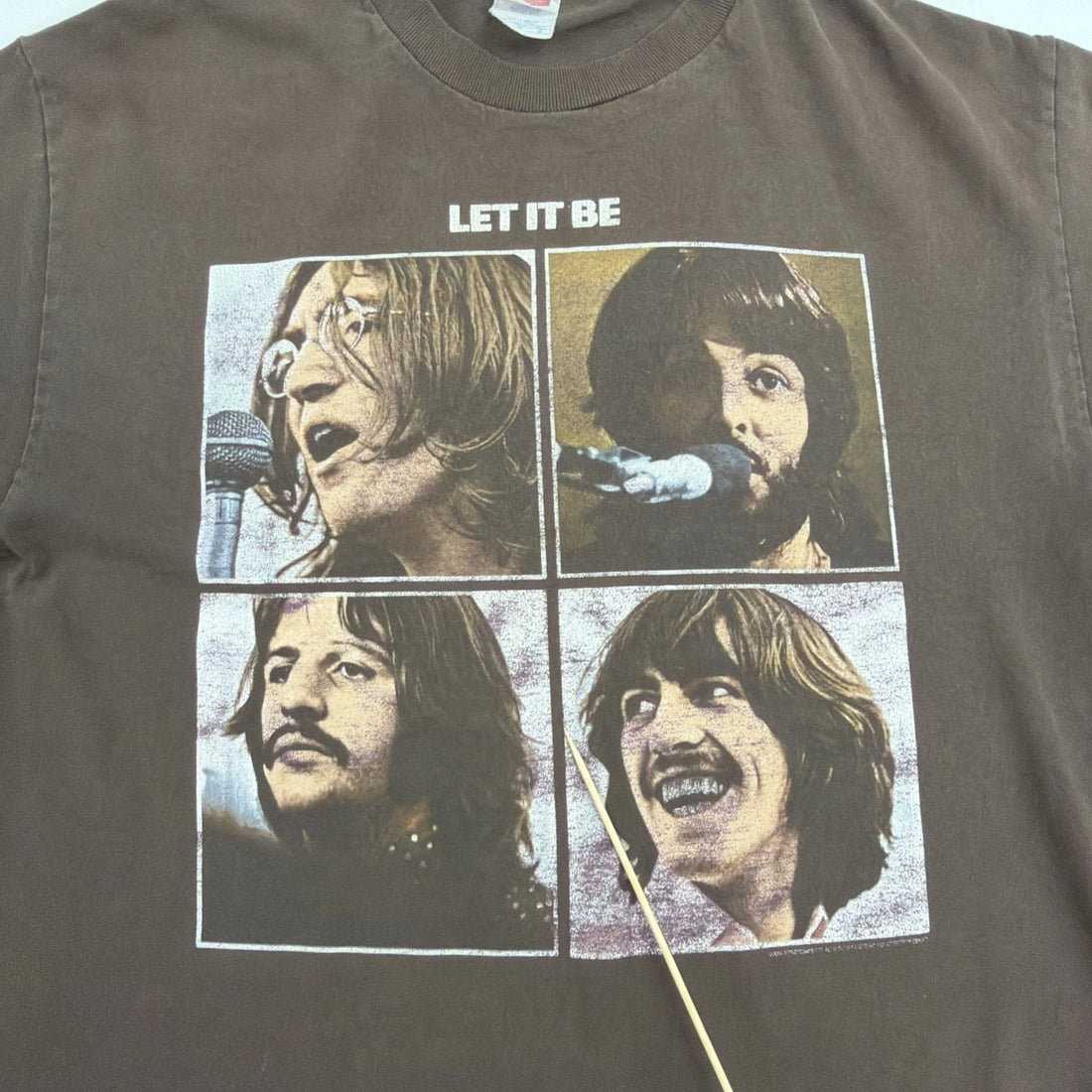 Vintage The Beatles Let It Be T-Shirt Size Large Brown