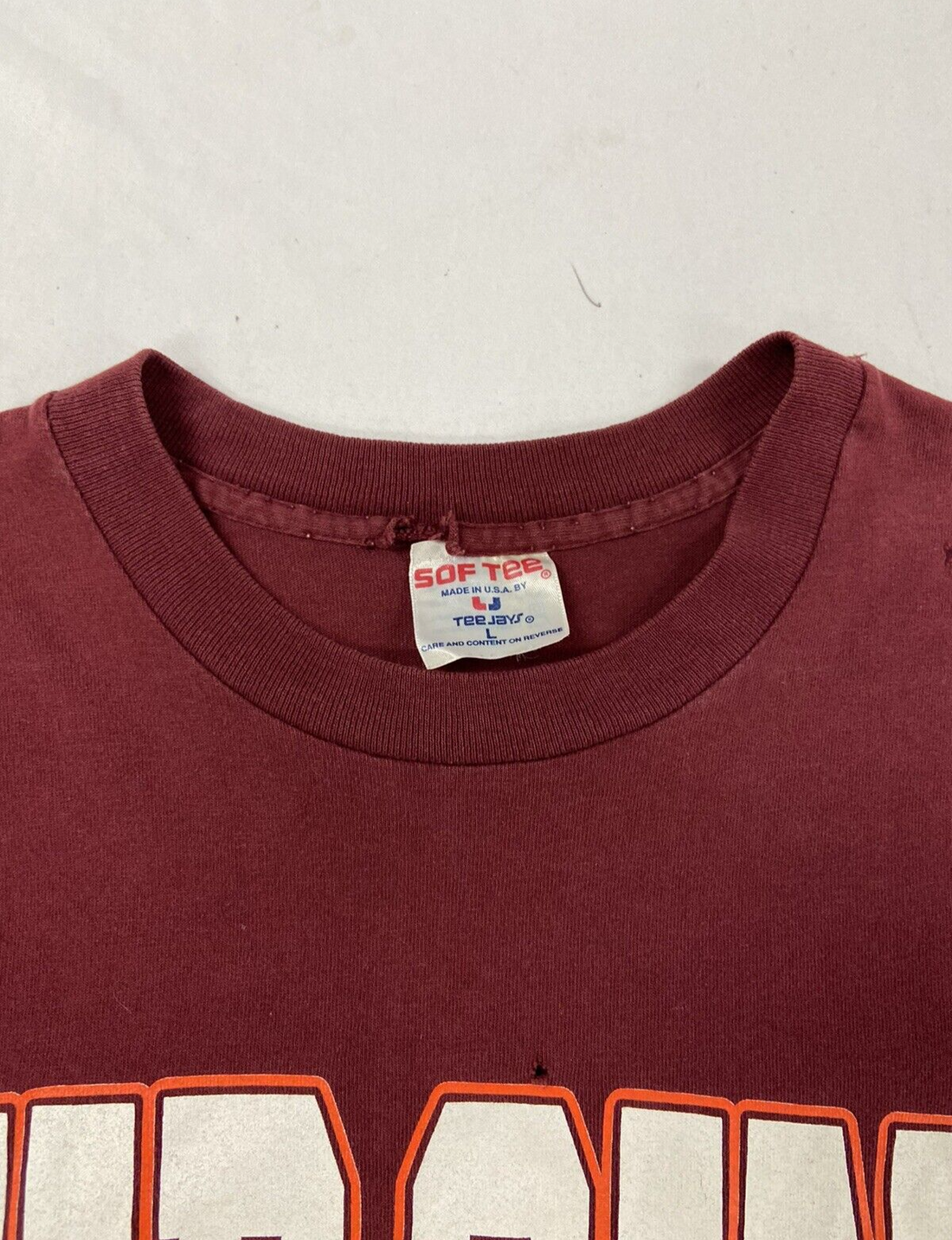 Vintage Virginia Tech Hokies T-Shirt Size Large Red 90s NCAA