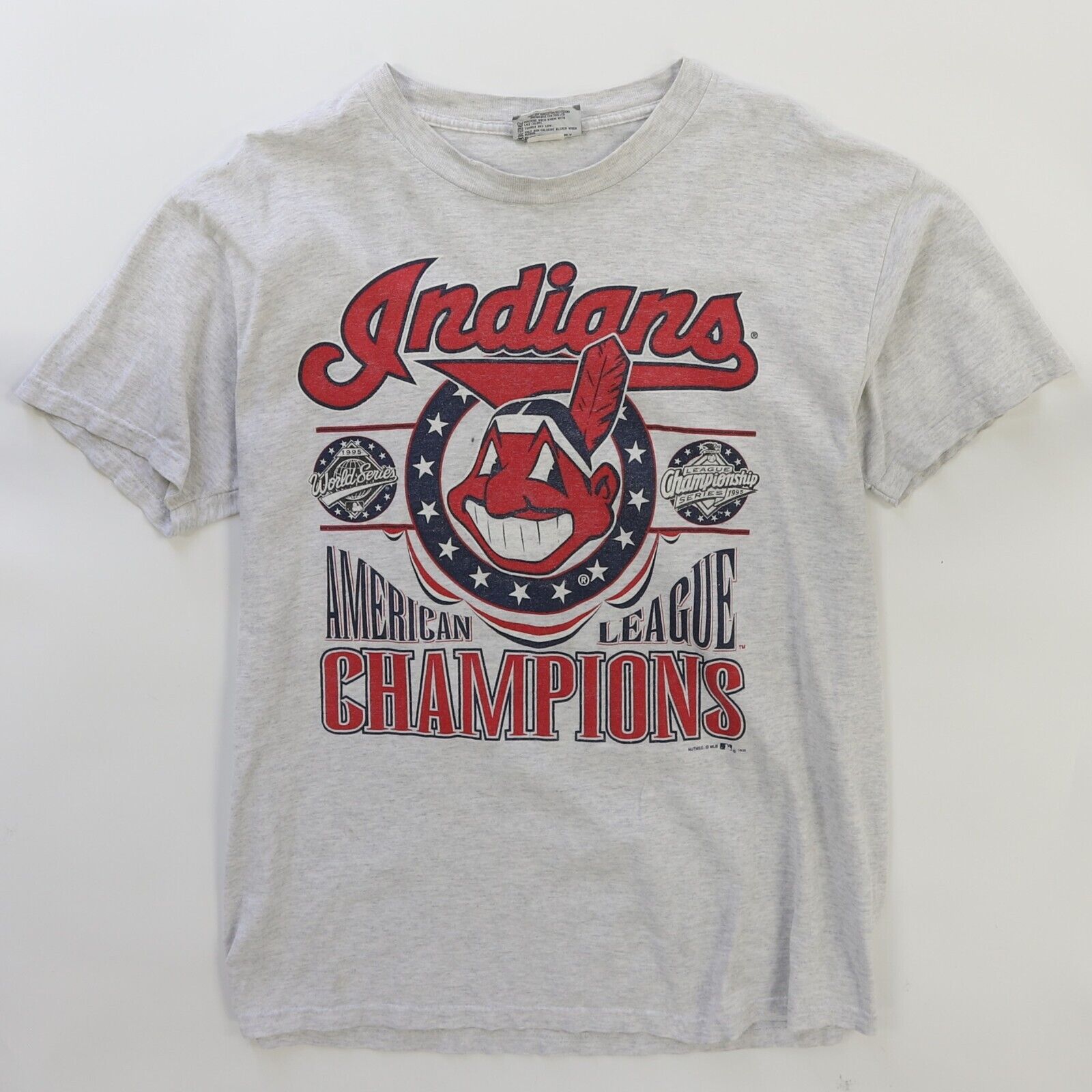 Vintage Cleveland Indians AL Champions T Shirt Size Large 1995 90s MLB