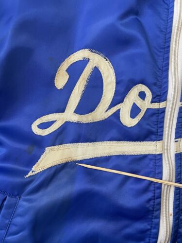 Vintage Los Angeles Dodgers Satin Bomber Jacket Size Medium Blue