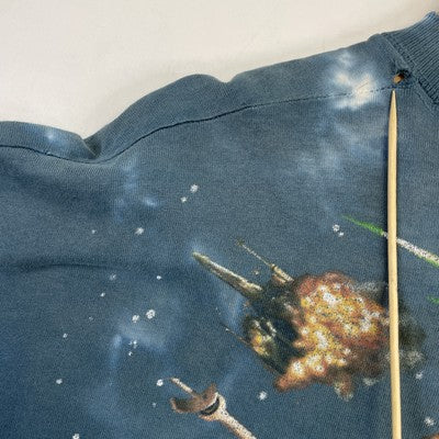 Vintage Star Wars Millennium Falcon Liquid Blue Tie Dye T-Shirt Size XL 90s