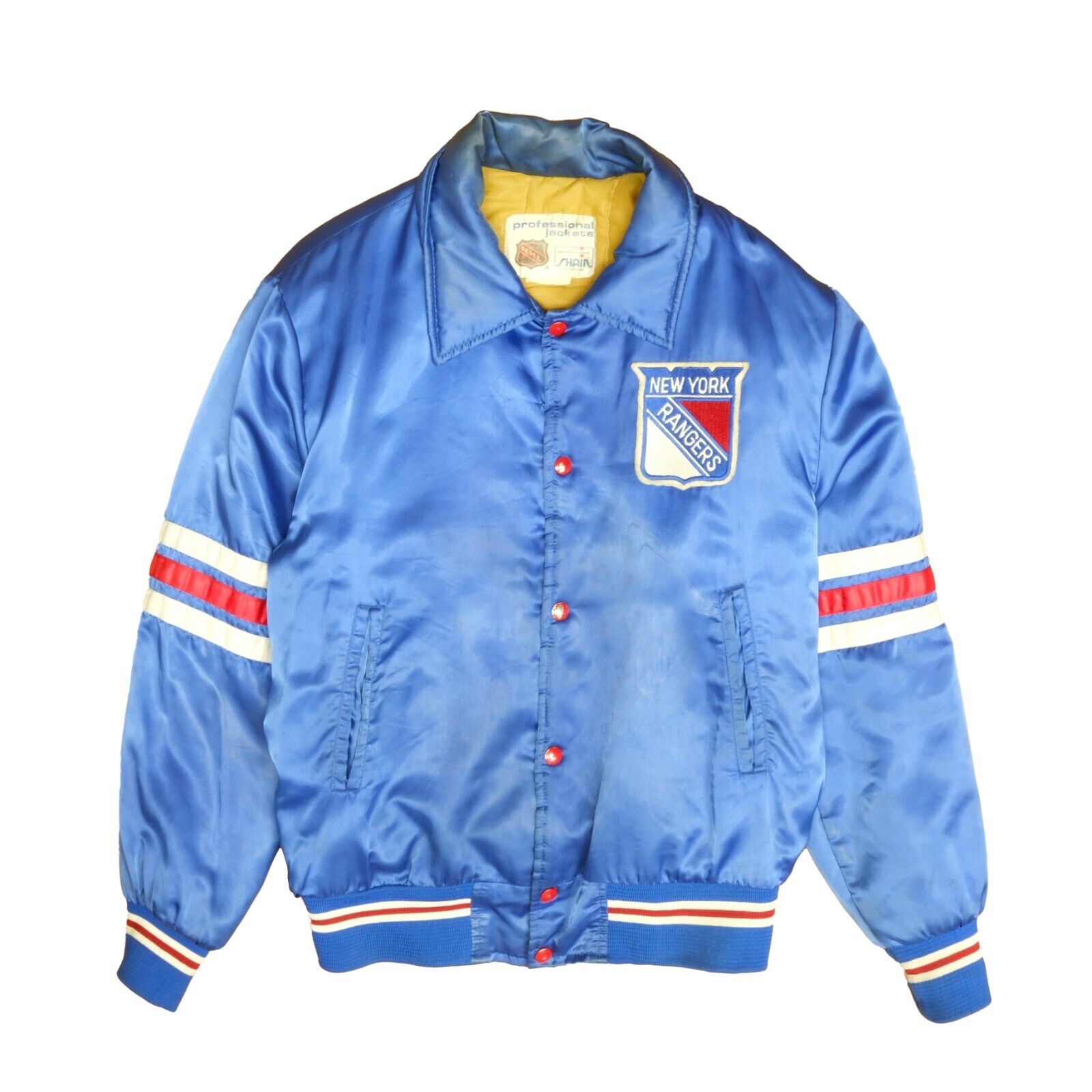 Vintage New York Rangers Satin Bomber Jacket Size Large 90s NHL