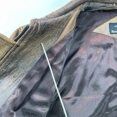 Vintage Roger Edwards Leather Bomber Jacket Size Large Brown