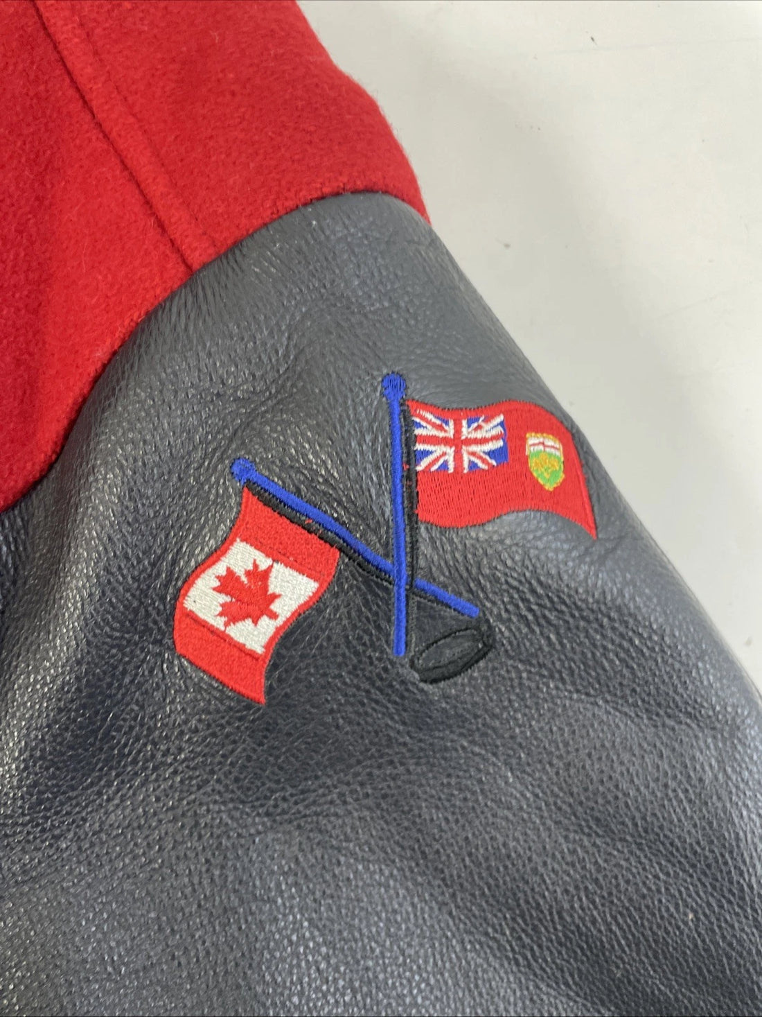 Vintage Oshawa Minor Generals Hockey Leather Wool Varsity Jacket XL Tall