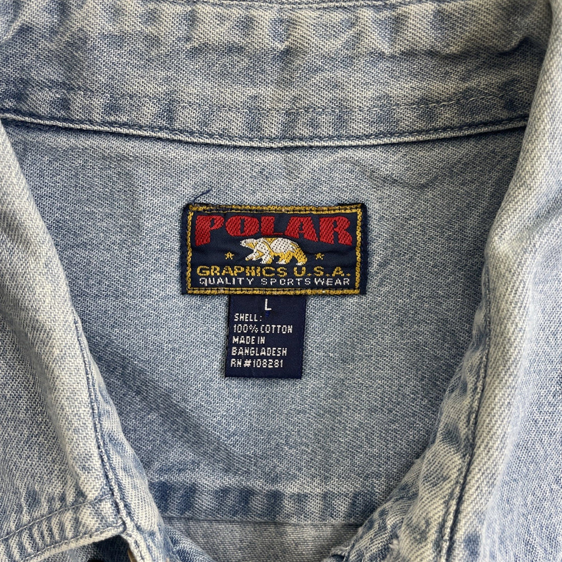 Vintage Wolf Denim Button Up Shirt Size Large