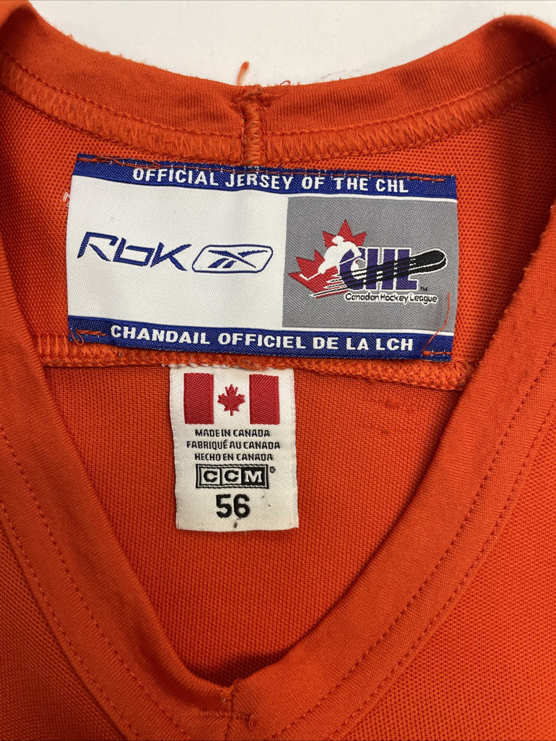 Vintage OHL Authentic Reebok Practice Hockey Jersey Size 56 Orange CHL