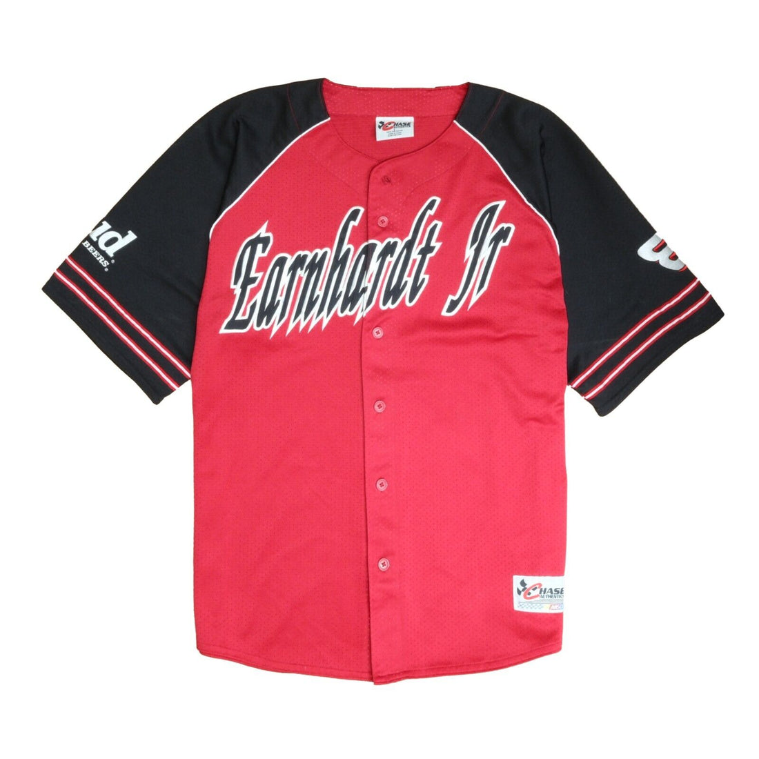 Vintage Dale Earnhardt Jr Chase Baseball Jersey Size Large Red Bud Beer NASCAR