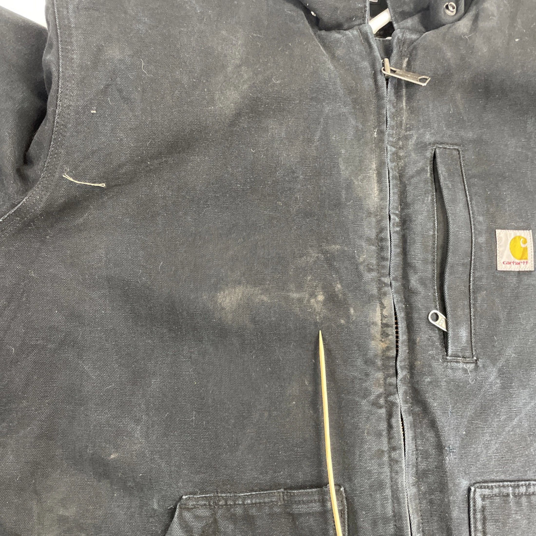 Carhartt Canvas Work Jacket Size XL Black Sherpa Lined