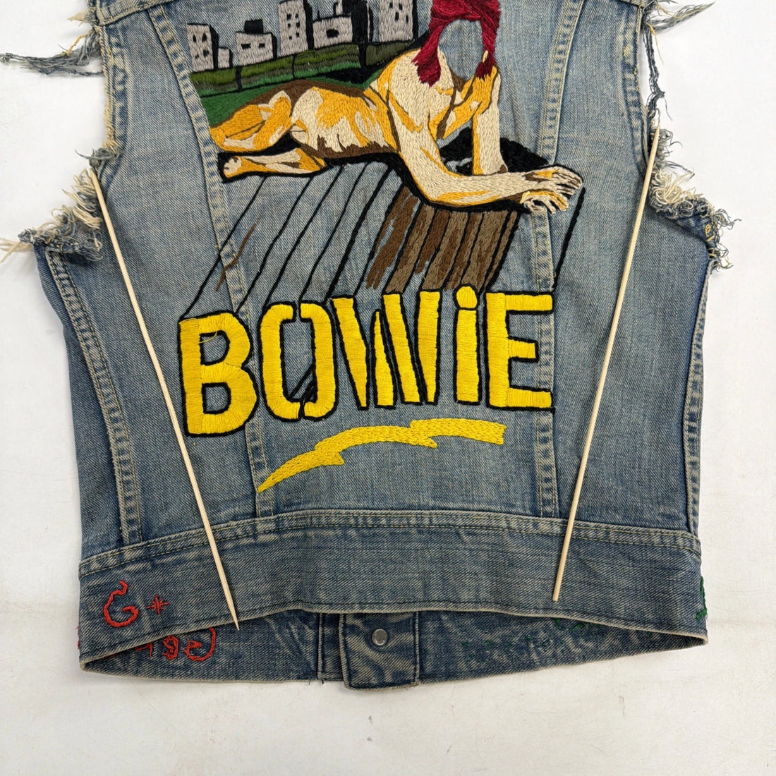 Vintage David Bowie Lee Sanforized Denim Vest Jacket Small PATD 153438 Custom