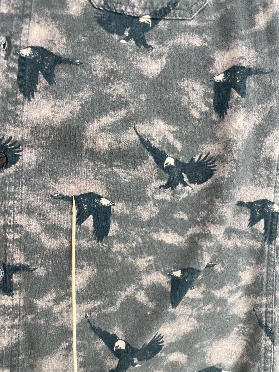 Woolrich Eagle Button Up Shirt Size Large All Over Print