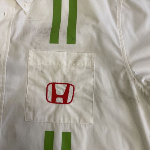 Vintage Honda Racing Button Up Shirt Size XL White Embroidered