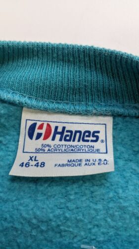 Vintage Hang In There Bear Crewneck Sweatshirt Size XL Teal 1990 90s