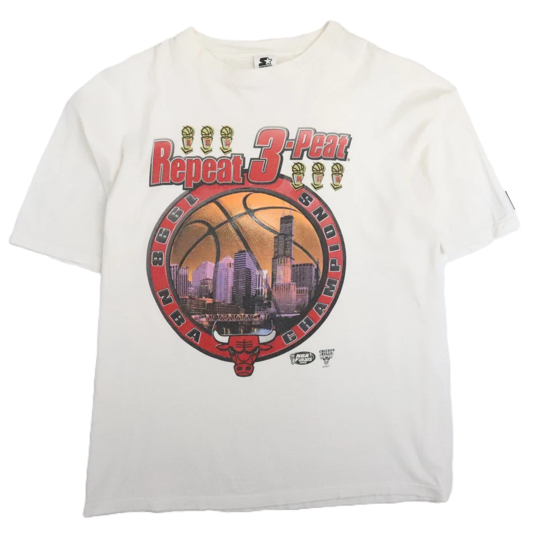 Vintage Chicago Bulls Repeat 3-Peat NBA Champions T-Shirt Size XL 90s