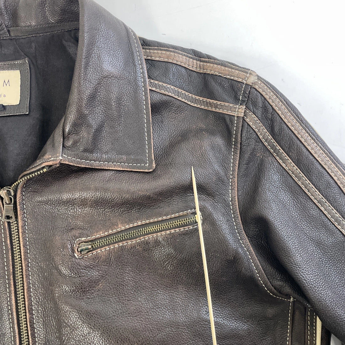 CMM Canada Leather Motorcycle Jacket Size XL Brown