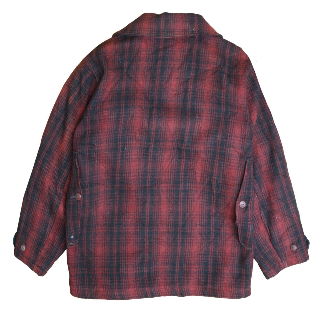 Vintage Woolrich Mackinaw Hunting Wool Coat Jacket Size Large Red Plaid 30s 40s