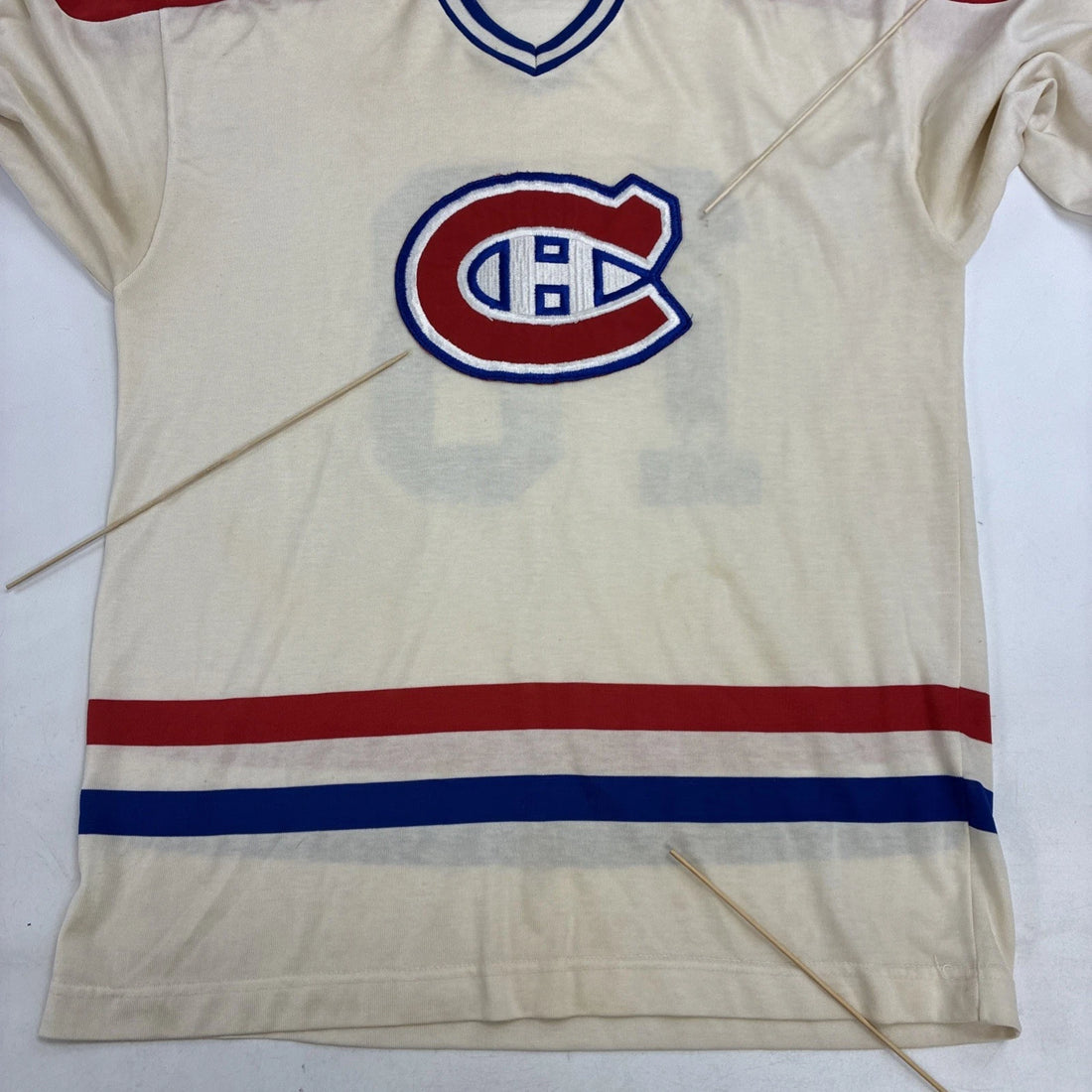 Vintage Montreal Canadiens Guy LaFleur Sandow Sporting Knit Jersey Large 80s NHL