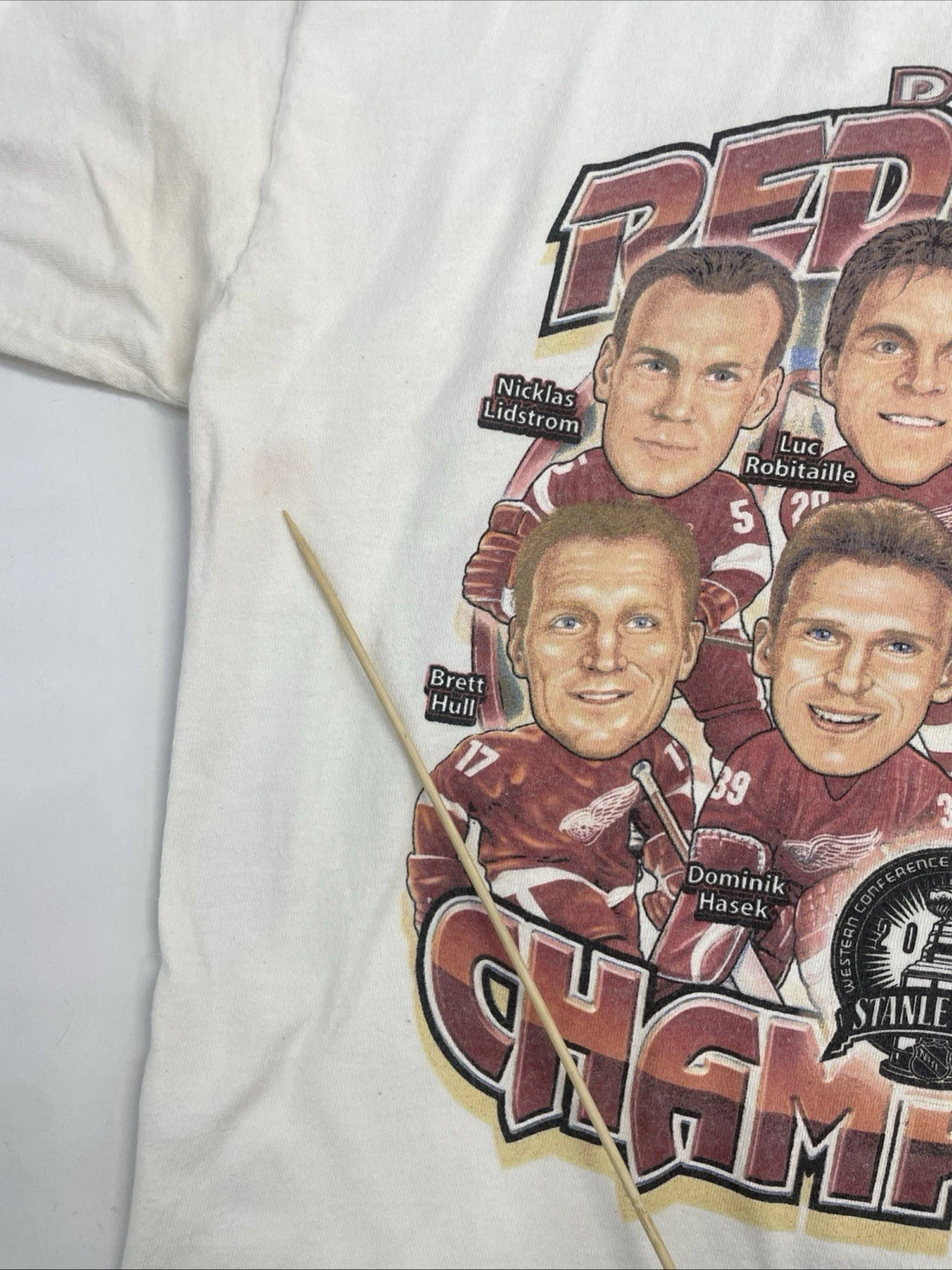 Vintage Detroit Red Wings Stanley Cup Champs Caricature T-Shirt Size Large NHL