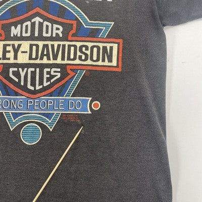 Vintage Harley Davidson 3D Emblem Hard Times Don't Last T-Shirt Medium 1991 90s