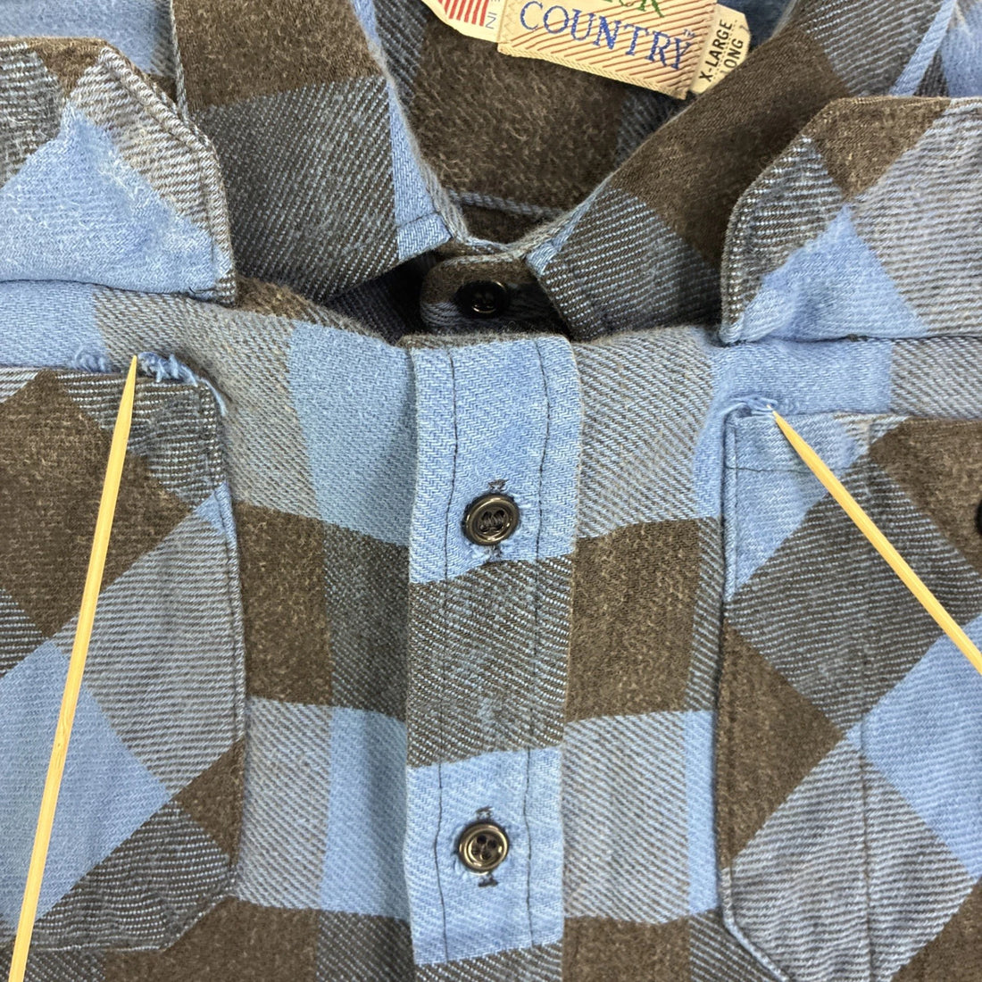 Back Country Blue Buffalo Plaid Button Up Shirt Size XL