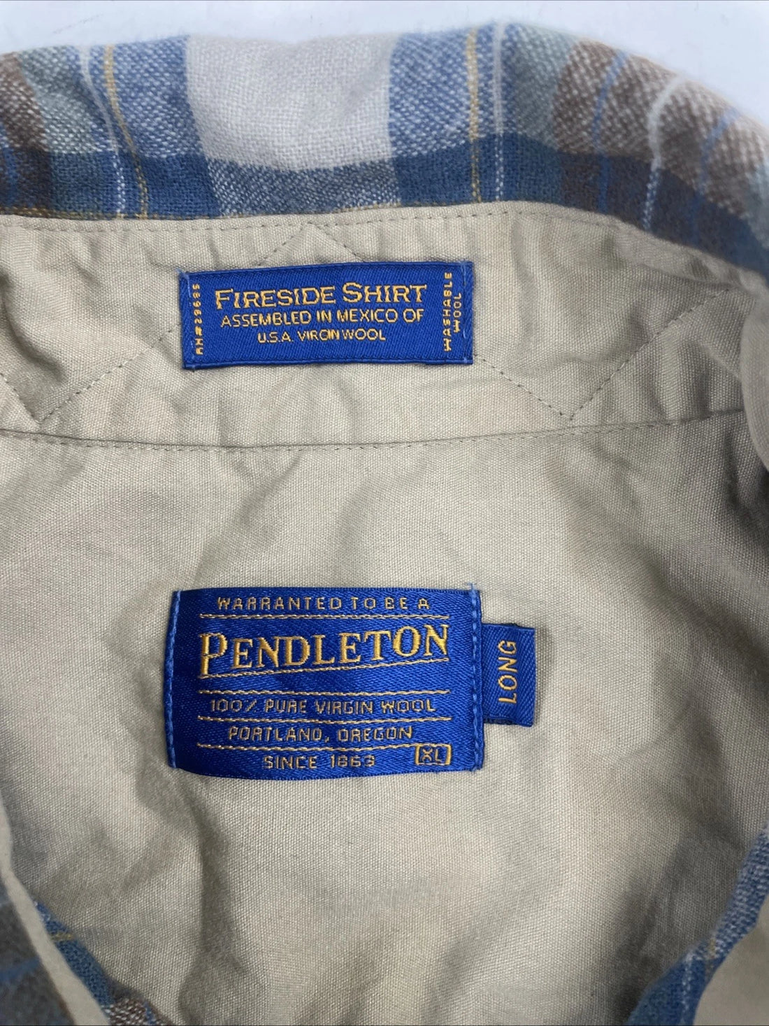 Pendleton Wool Fireside Button Up Shirt Size XL Long Plaid