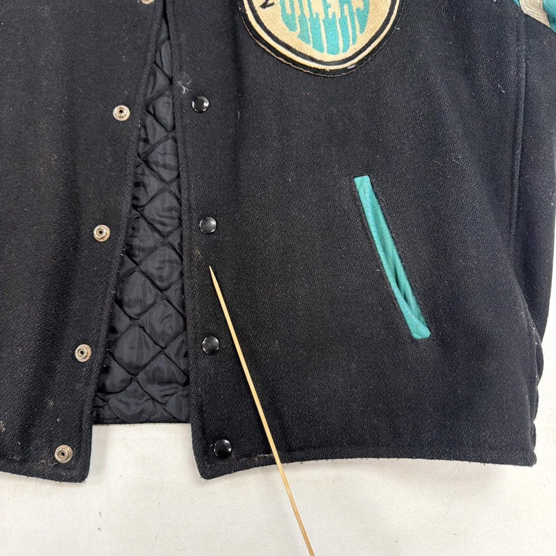 Vintage Mooney Grenon Oilers Leather Wool Varsity Jacket Size 48