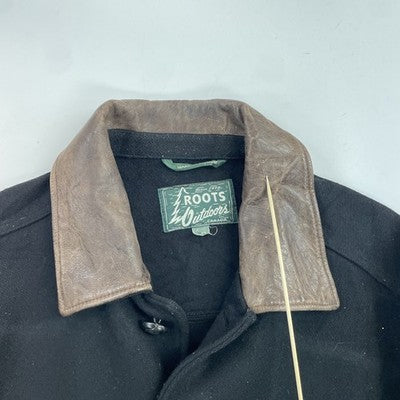 Vintage Roots Canada Wool Coat Jacket Size Large Black